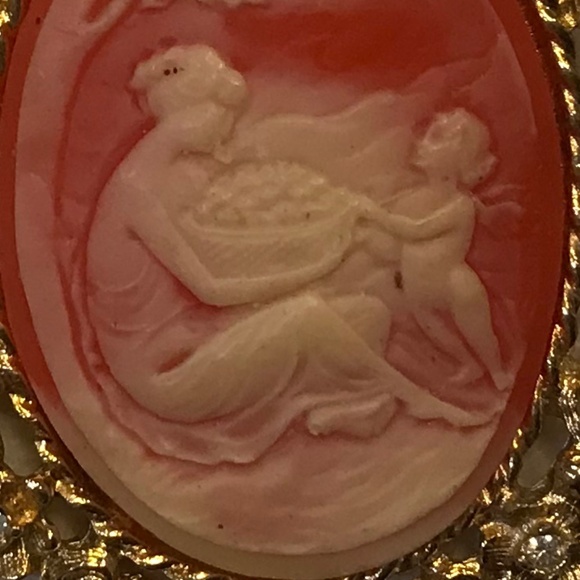 Sarah Cov unique vintage mother & child cameo brooch / pendant - Picture 5 of 10